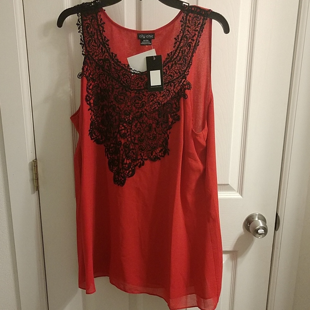NWT, City Chic, size 18/M, red tank